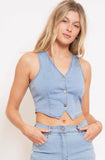 Daisy denim vest light wash